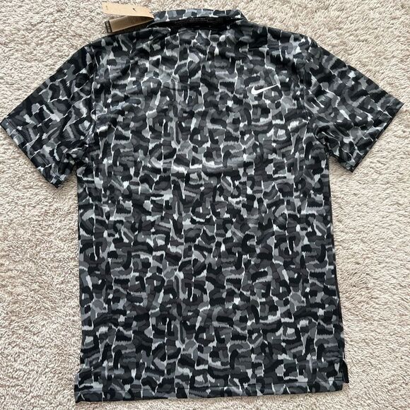 Nike Tour Dri-Fit Golf Polo Black Gray Printed - Picture 9 of 11